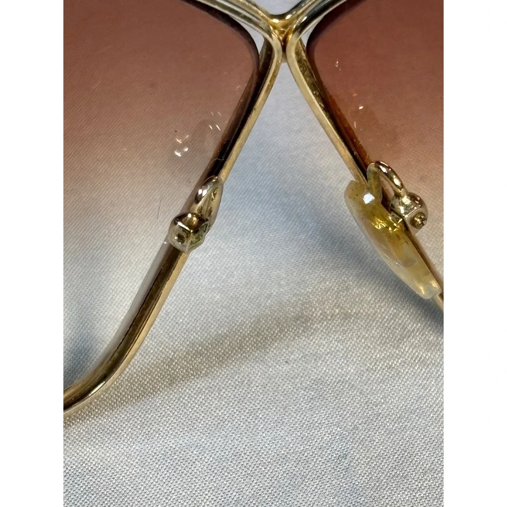 Vintage 80s Butterfly Sunglasses Gold Tone Metal Brown Gradient Lens Women